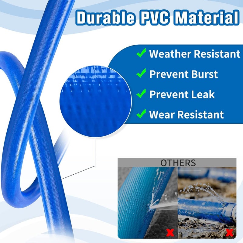 MYFAMIREA 1.25 IN x 30 FT Pool Backwash Hose Heavy Duty Drain Discharge Double PVC Layflat Hose with 2 Clamp, Weatherproof Burst Resistant for Water Transfer, Sump Pump, Pool Filter, Drain (9.2M,Blue) - Image 3